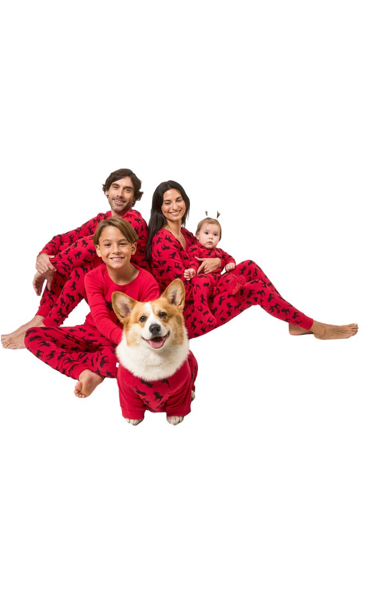 Leveret Kids Two-Piece Cotton Matching Family Holiday Pajamas, Argyles & Holiday Prints, Alternate, color, Moose