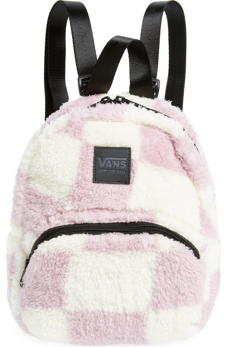 Vans Black Sheep Checkerboard Faux Fur Backpack, Main, color,