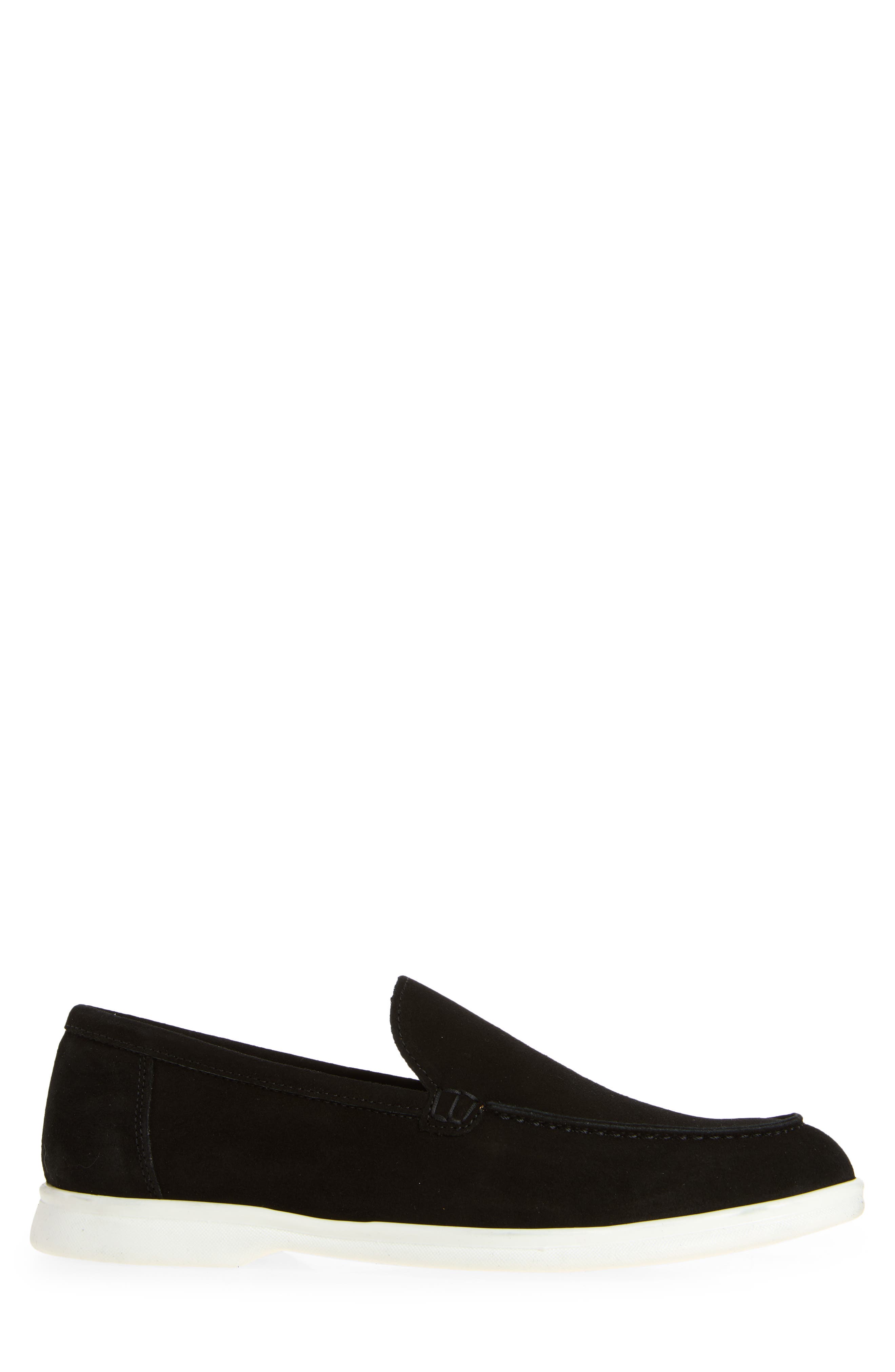 Bruno Magli Primo Leather Loafer, Alternate, color, Black Suede/ White
