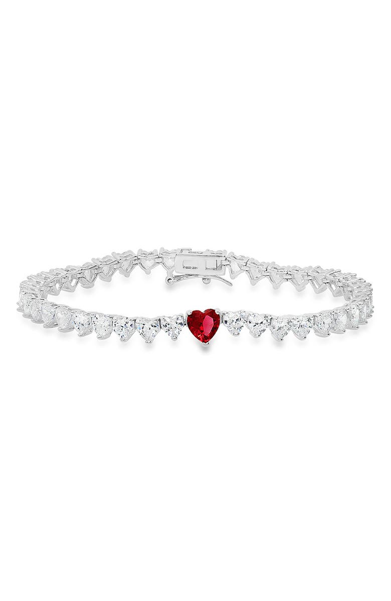 Queen Jewels Sterling Silver CZ Heart Bracelet, Main, color, Silver
