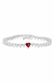 Queen Jewels Sterling Silver CZ Heart Bracelet