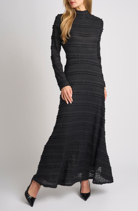 Thea Ruffle Mock Neck Maxi Dress