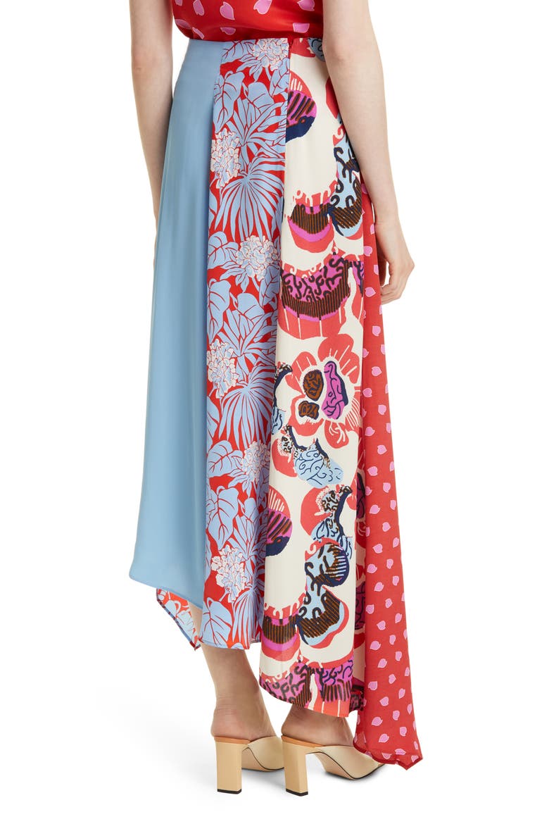 Jeffery Mix Print Asymmetrical Skirt, Alternate, color, PALM MEDIUM/ CHICKPEA DOT