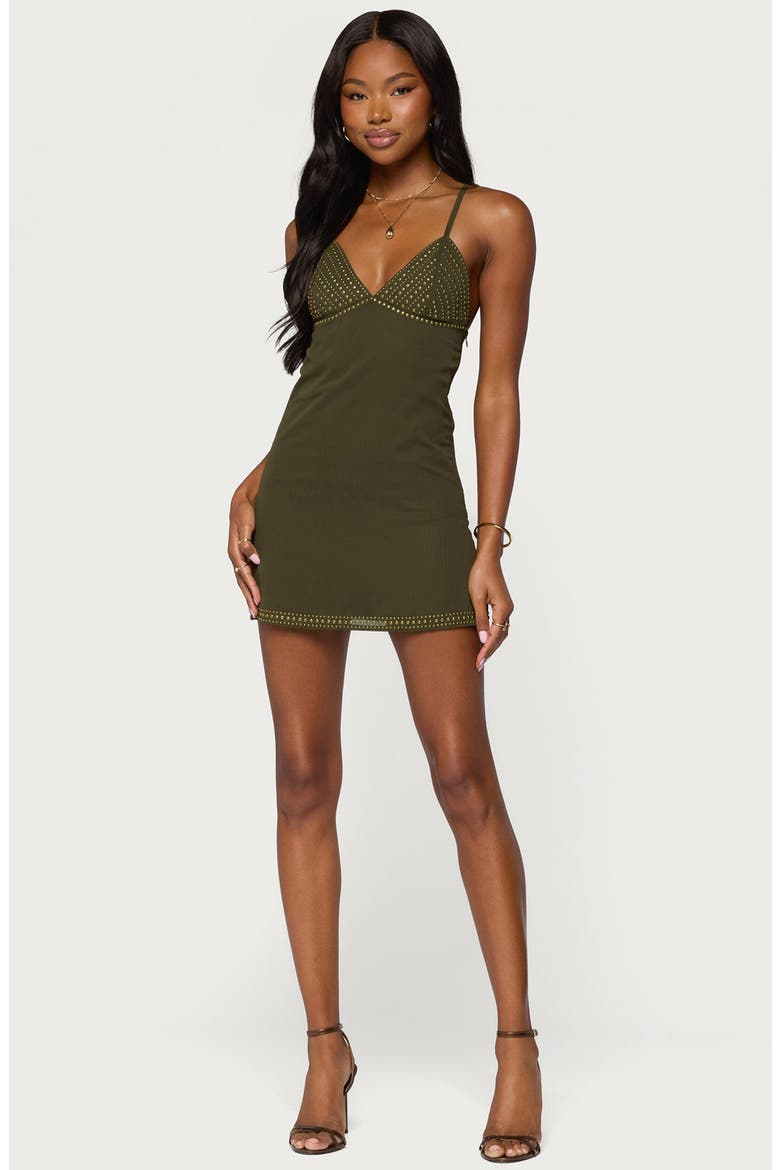 Akemi Studded Minidress, Alternate, color, OLIVE