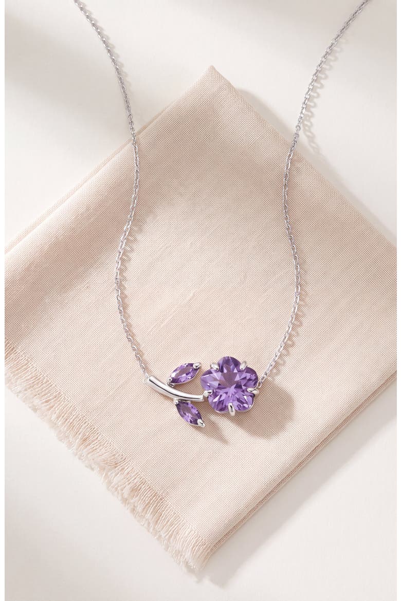 Crystal Daisy Flower Pendant Necklace, Alternate, color, Purple