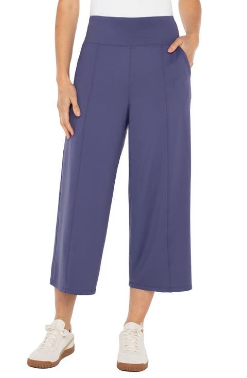 Stretch Nylon Crop Wide Leg Pants