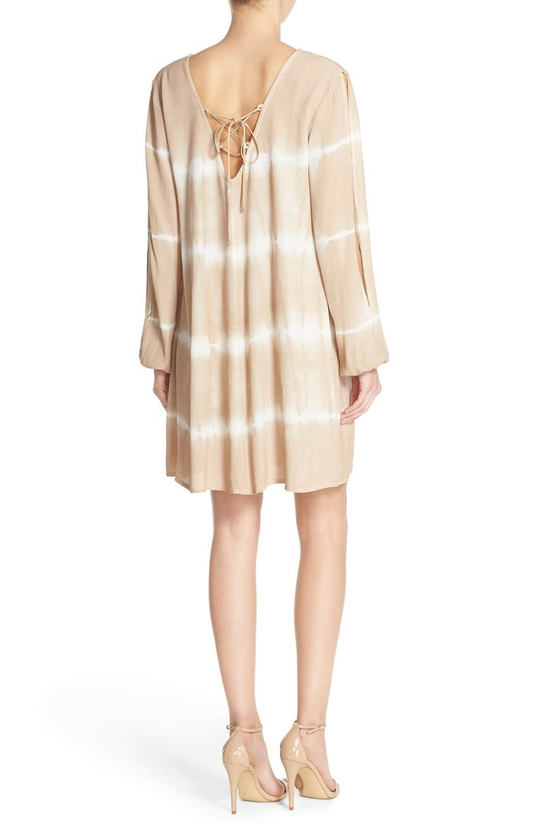 Tie Dye Crepe Shift Dress, Alternate, color, TAUPE