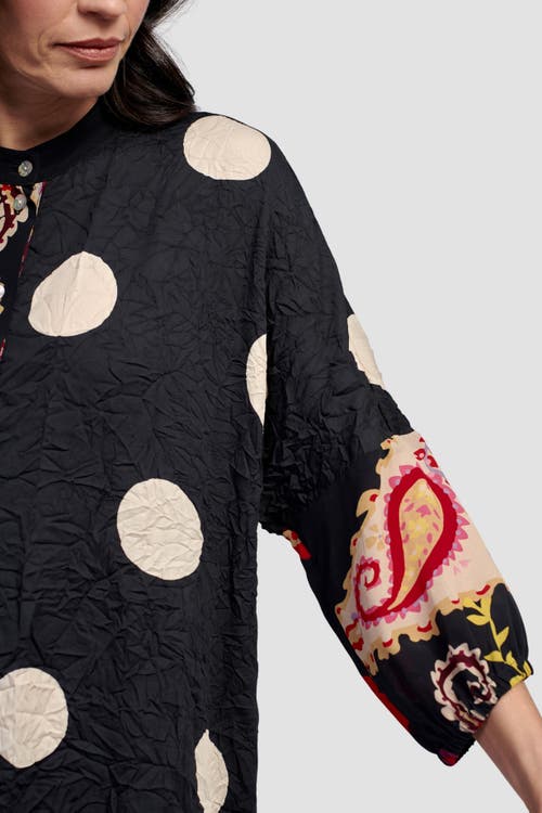 ALEMBIKA ALEMBIKA POLKA DOTS MIXED PRINT TUNIC WITH MANDARIN COLLAR 