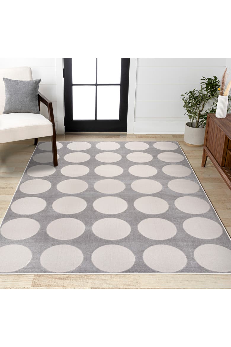 Adrian Modern Geometric Circle Dot High-Low Area Rug, Alternate, color, Light Gray/Cream