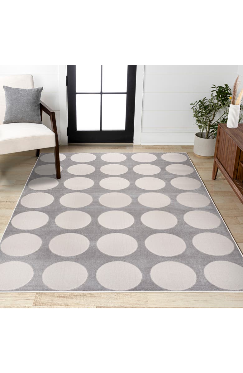 JONATHAN Y Adrian Modern Geometric Circle Dot High-Low Area Rug, Alternate, color, Light Gray/Cream
