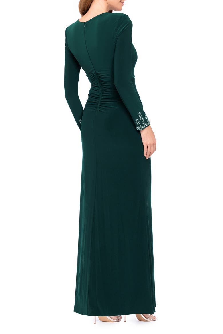 Bead Detail Long Sleeve Knit Gown, Alternate, color, FOREST