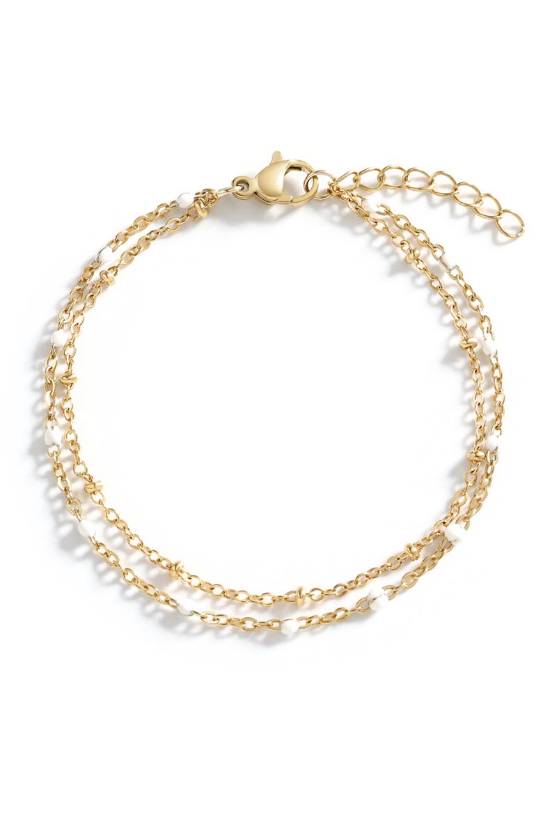 Dainty Double Chain Beaded Bracelet, Main, color, Gold