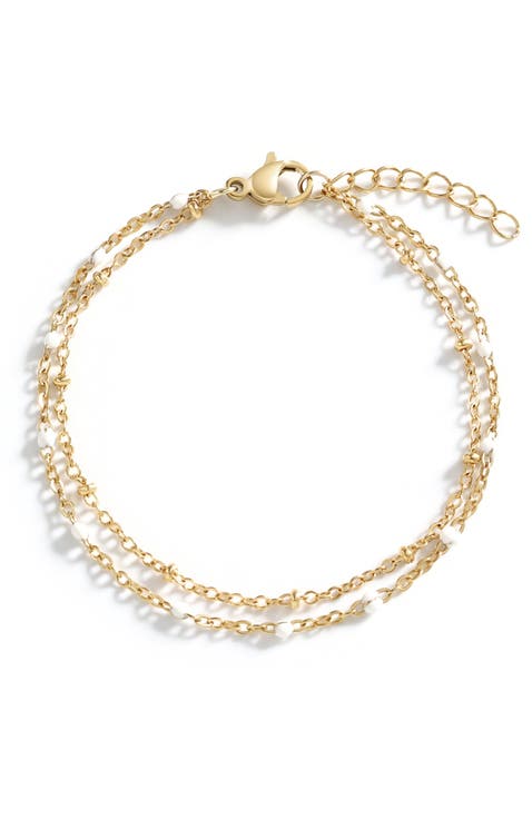 Dainty Double Chain Beaded Bracelet