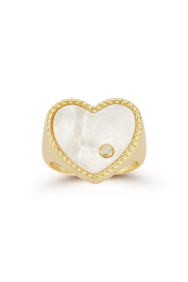Mother-of-Pearl Heart Ring, Main, color, GOLD