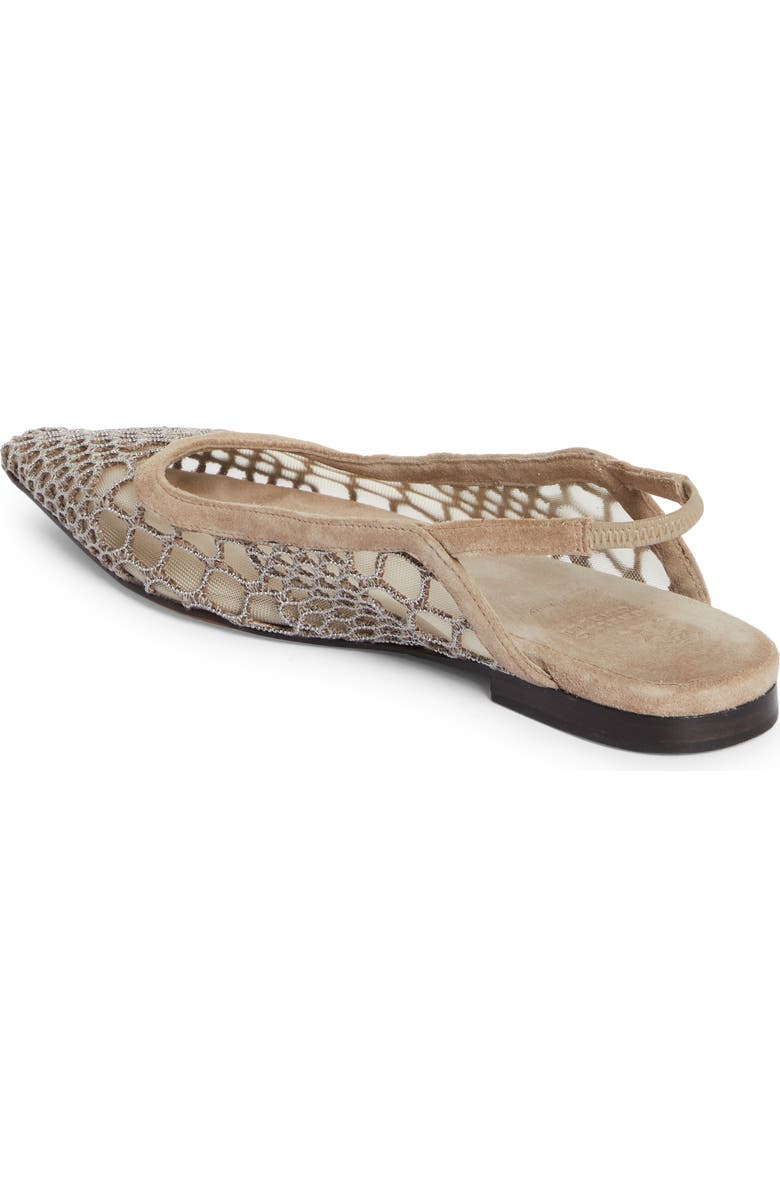 Brunello Cucinelli Caged Monili Pointed Toe Slingback Flat, Alternate, color,