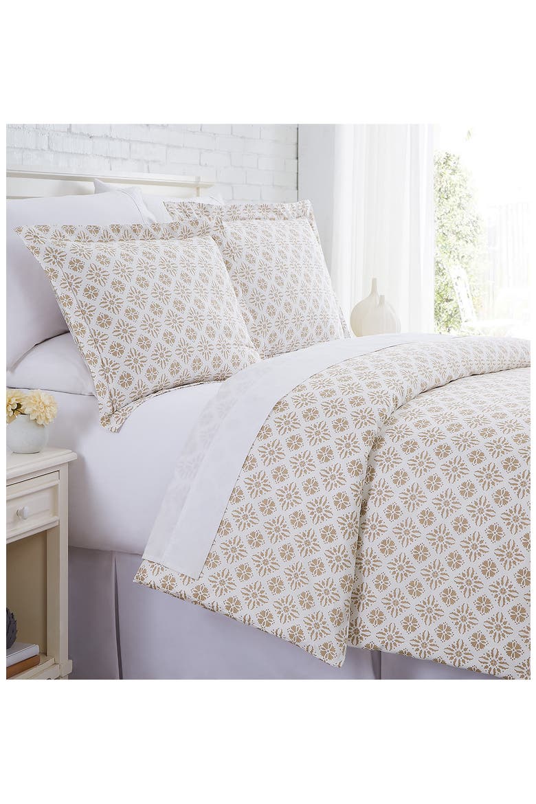 Premium Collection 300 Thread-Count Long Staple Cotton Oversized Duvet Cover Set, Alternate, color, AZTEC DREAMS TAUPE