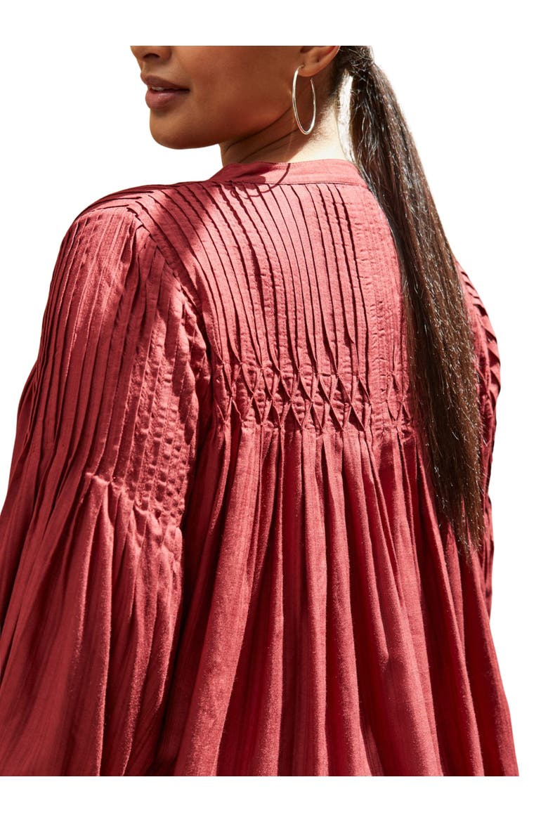 Long Sleeve Pintuck Blouse, Alternate, color, Oxblood