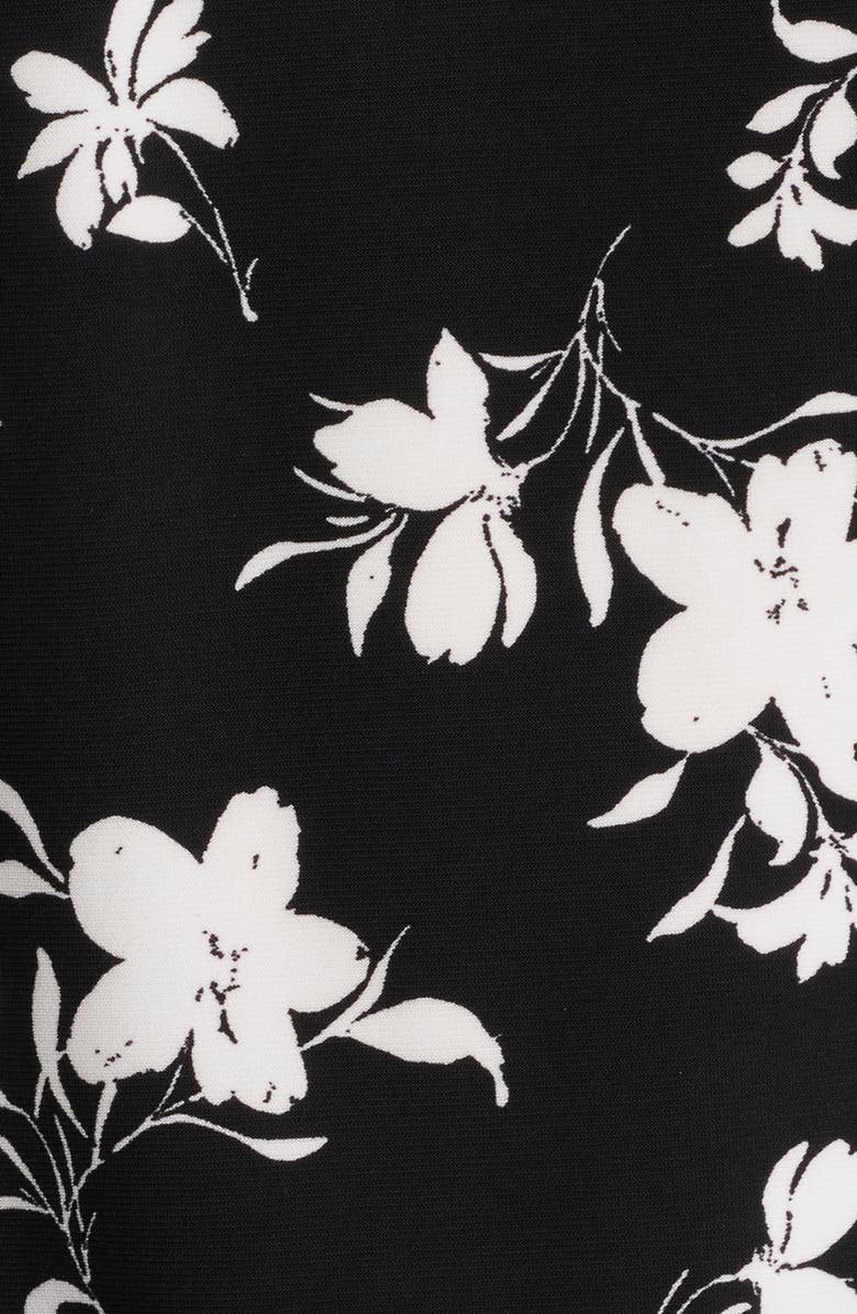 AK ANNE KLEIN Keyhole Print Peasant Top, Alternate, color, Anne Black/ White Dove