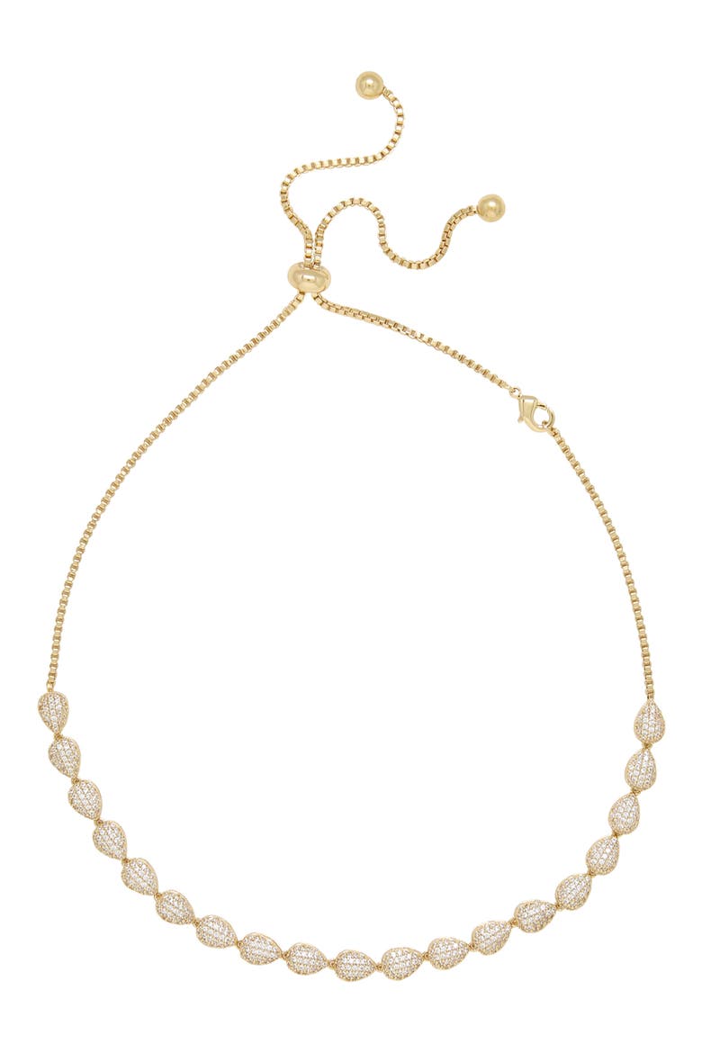 Pavé Teardrop Bead Necklace, Main, color, GOLD