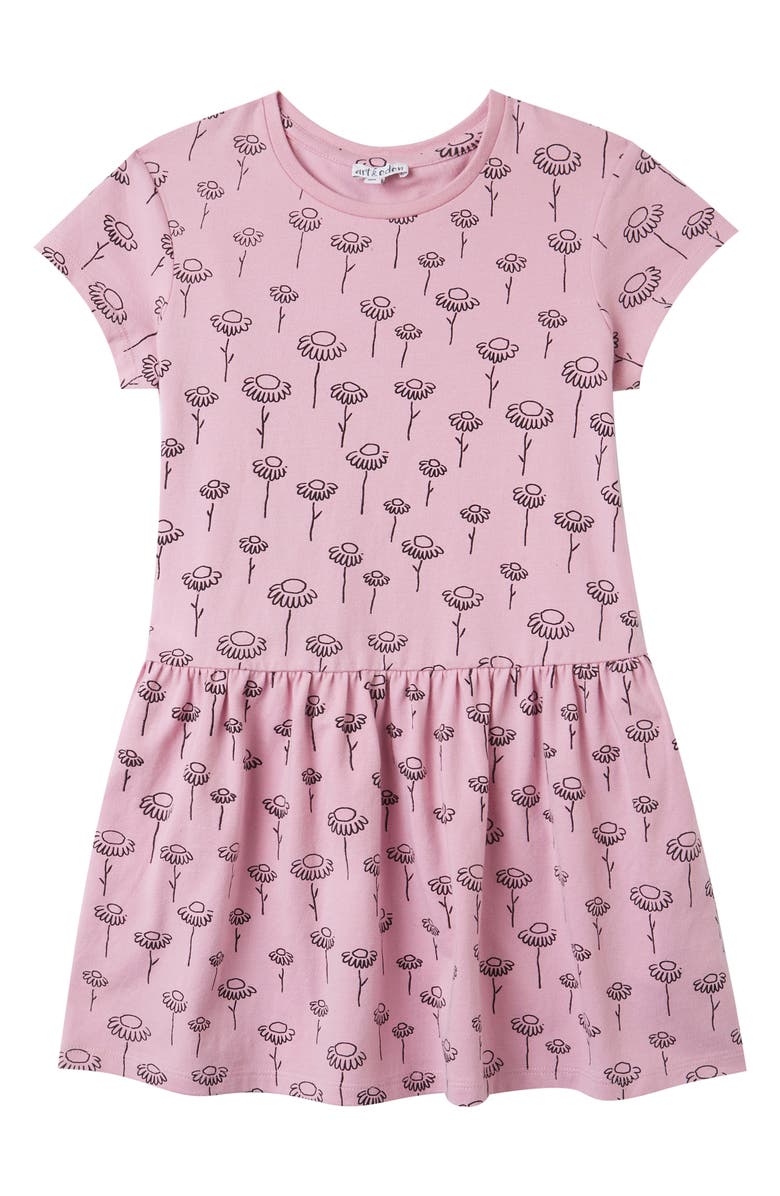 art & eden Zandra Drop Waist Organic Cotton Dress, Main, color, 