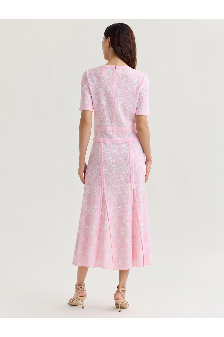 Fit & Flare Intarsia Knit Maxi Dress, Alternate, color, Cherry Blossom/White