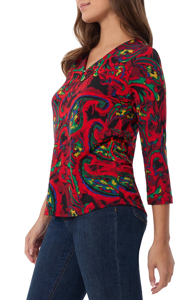 Jones New York Print Moss Crepe Keyhole Top, Alternate, color, 
