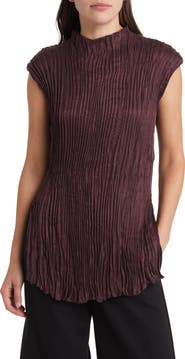 Eileen Fisher Crinkle Funnel Neck Tunic