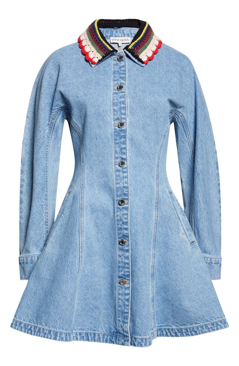 Stine Goya Collared Long Sleeve Denim Minidress, Alternate, color, Denim Blue