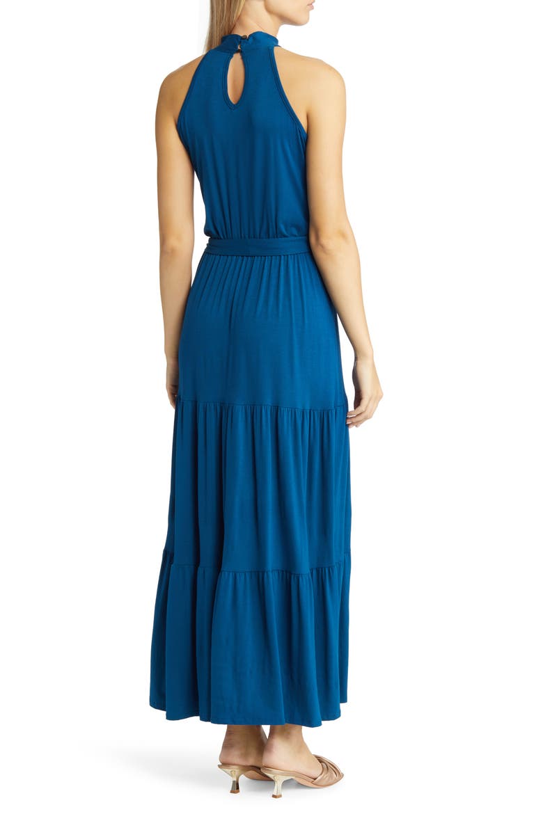 Tiered Halter Maxi Dress, Alternate, color, DK TEAL
