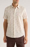 14th & Union Floral Print Short Sleeve Linen & Cotton Button-Up Shirt