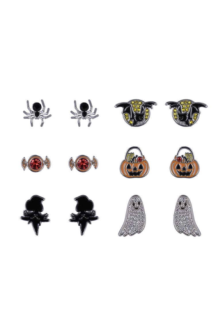 Halloween 6pk Stud Earrings, Alternate, color, Orange