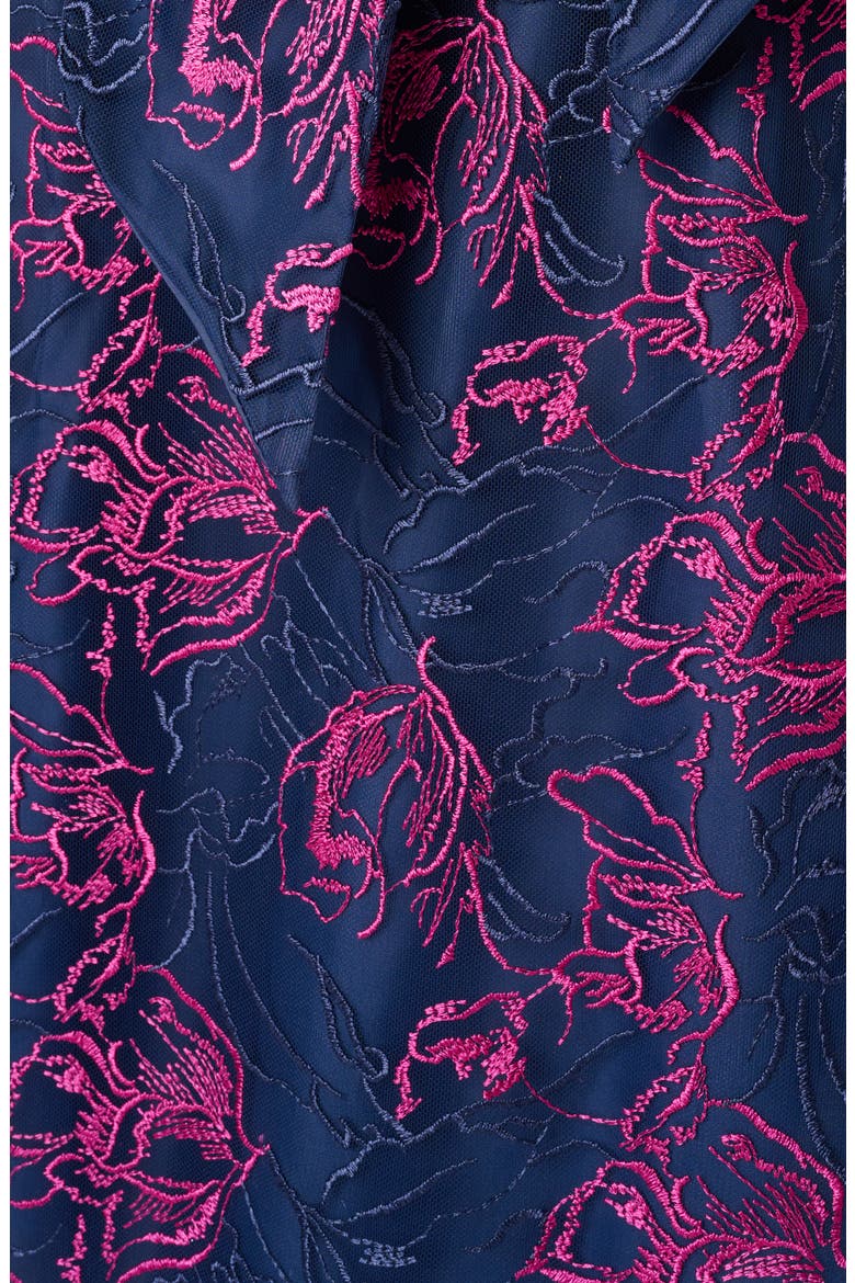 Floral Embroidered Sleeveless Fit & Flare Dress, Alternate, color, NAVY/ PINK
