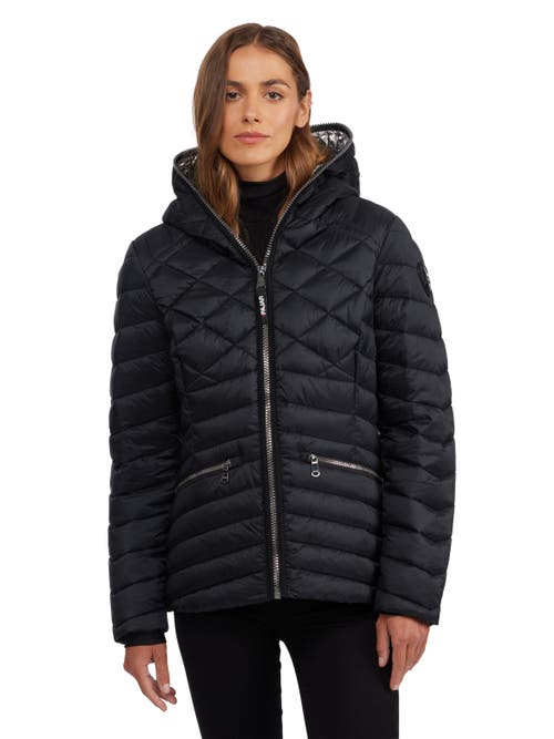 Pajar Nyota Lightweight Mixed-Diamond Quilted Packable Jacket in Black 