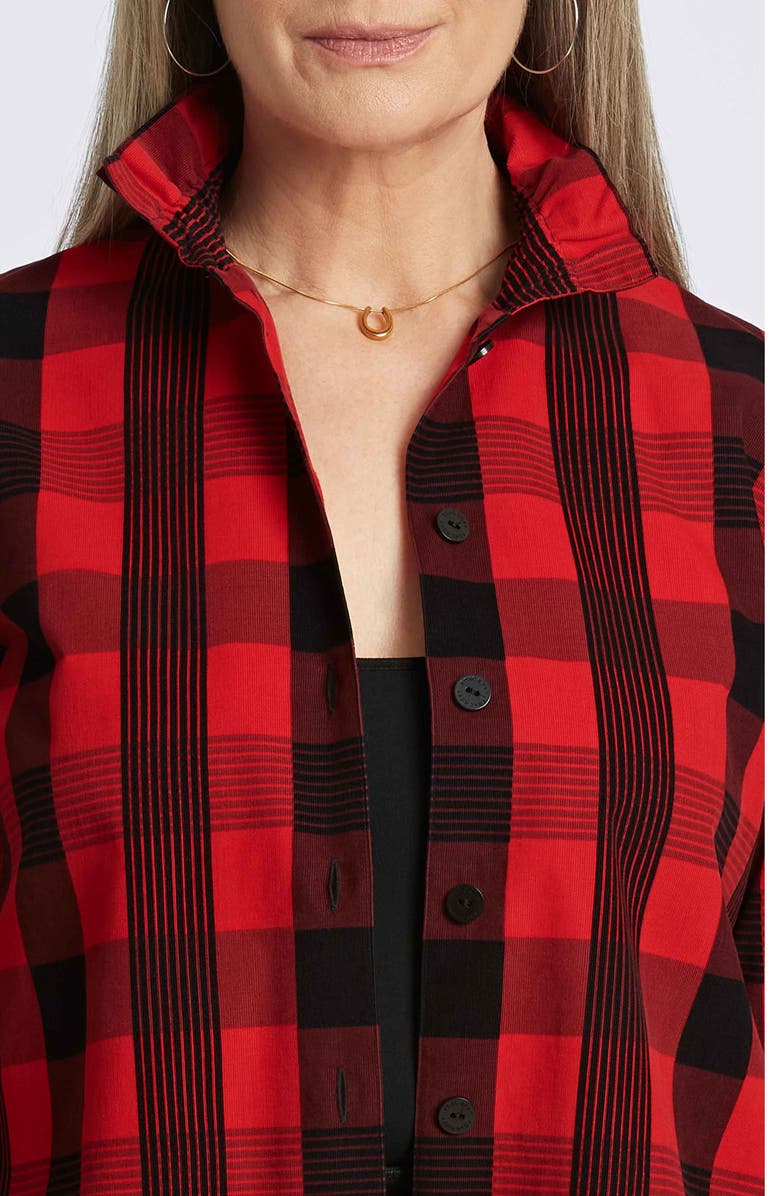 Foxcroft Carolina Buffalo Check Non-Iron Corduroy Button-Up Shirt, Alternate, color, Red/ Black
