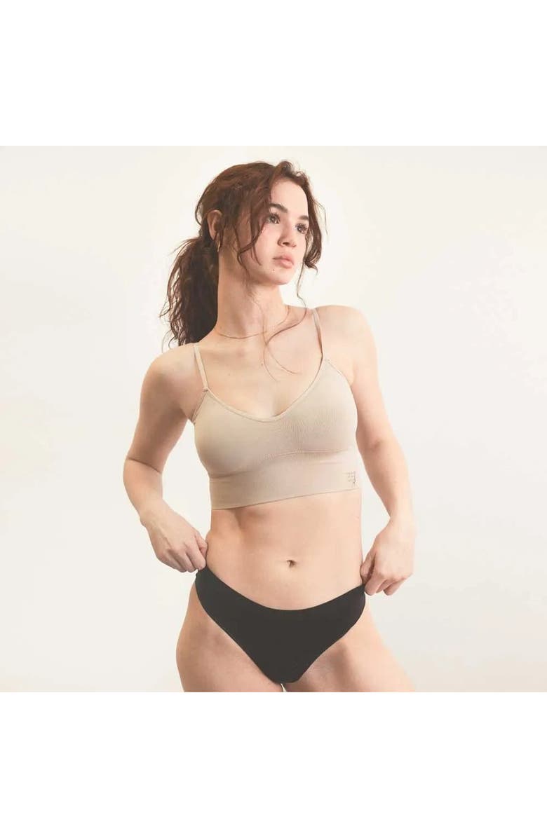 BRABAR Everyday Longline Cami Bra with Keyhole Back, Alternate, color, Black