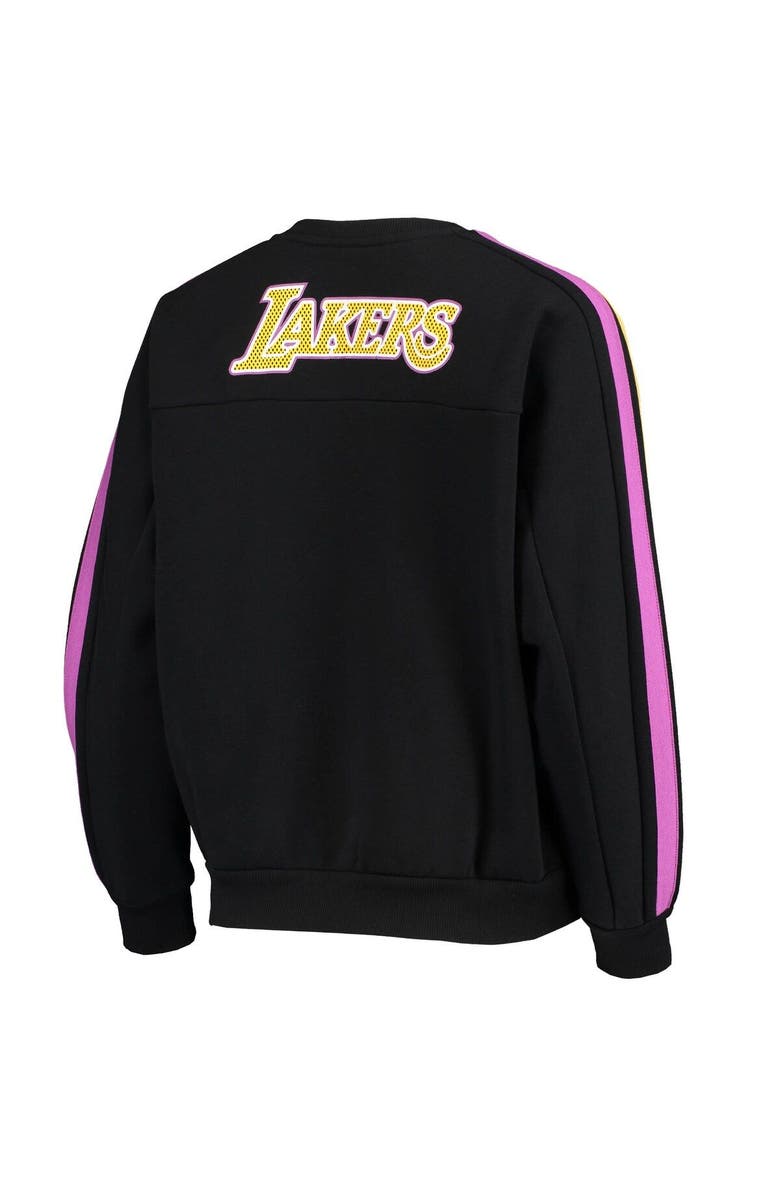 THE WILD COLLECTIVE Women's The Wild Collective Black Los Angeles Lakers Perforated Logo Pullover Sweatshirt, Alternate, color, 