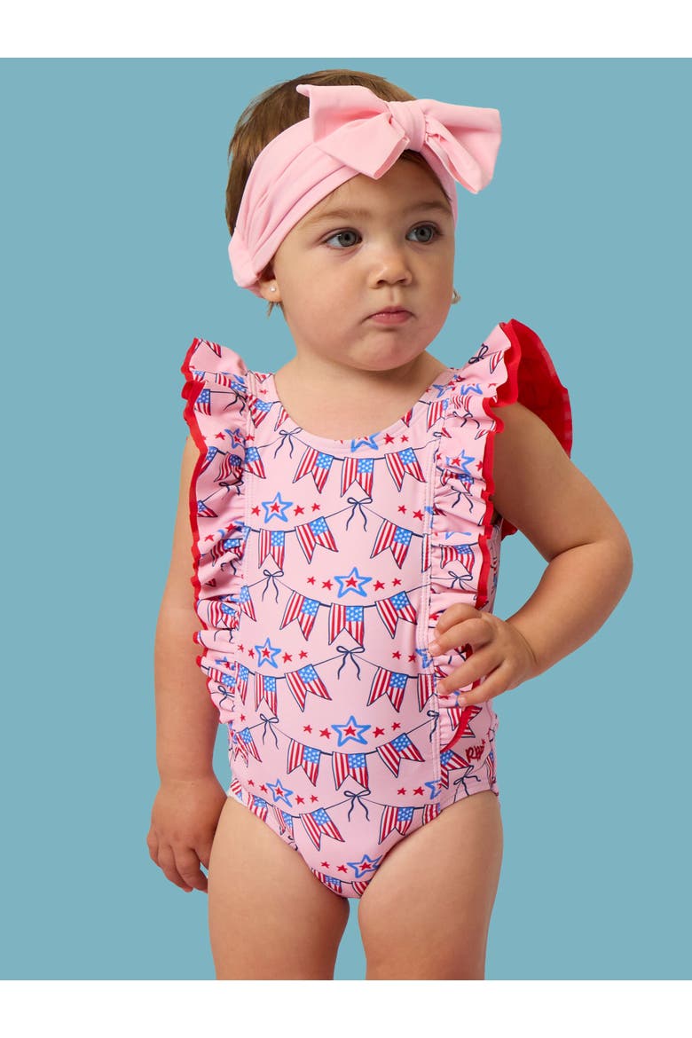 Baby Girls UPF50+ Waterfall One Piece, Alternate, color, American Sweetheart