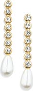 BaubleBar Faux Pearl & Cubic Zirconia Linear Drop Earrings