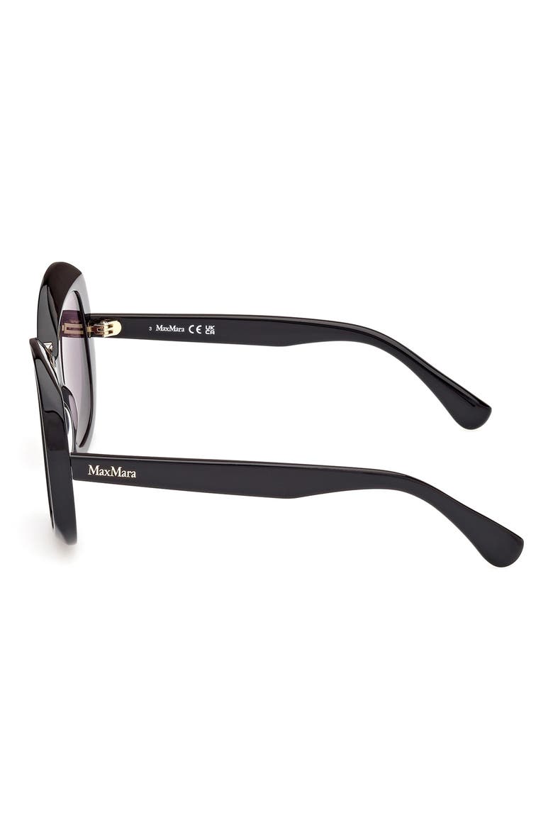 Edna 55mm Round Sunglasses, Alternate, color, SHINY BLACK / SMOKE
