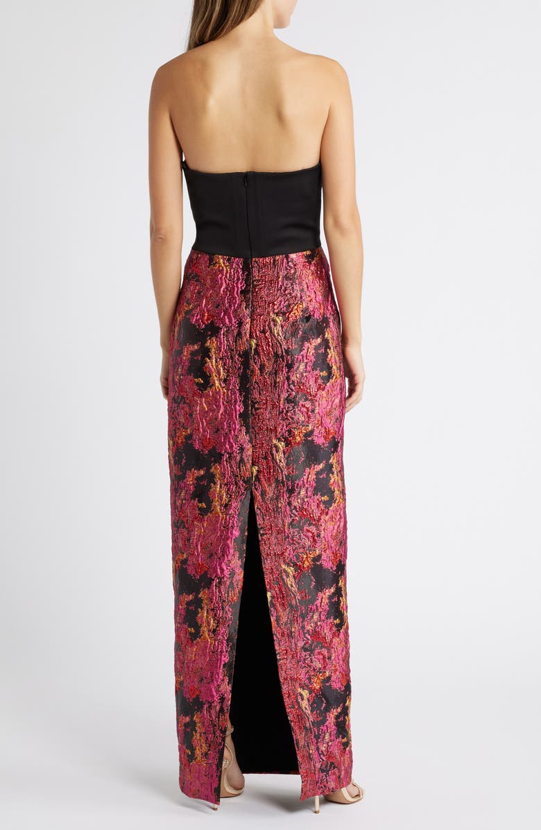 Black Halo Lumina Jacquard Strapless Gown, Alternate, color, 