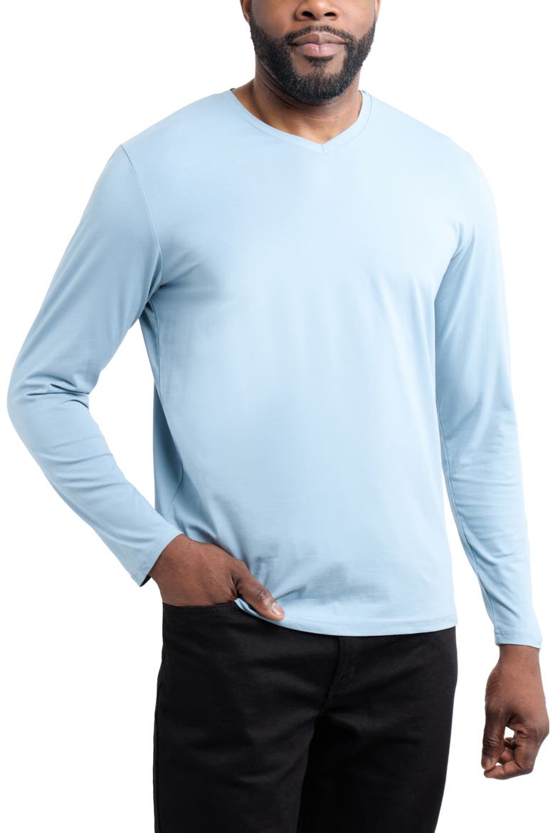 V-Neck Long Sleeve T-Shirt, Alternate, color, SLATE BLUE
