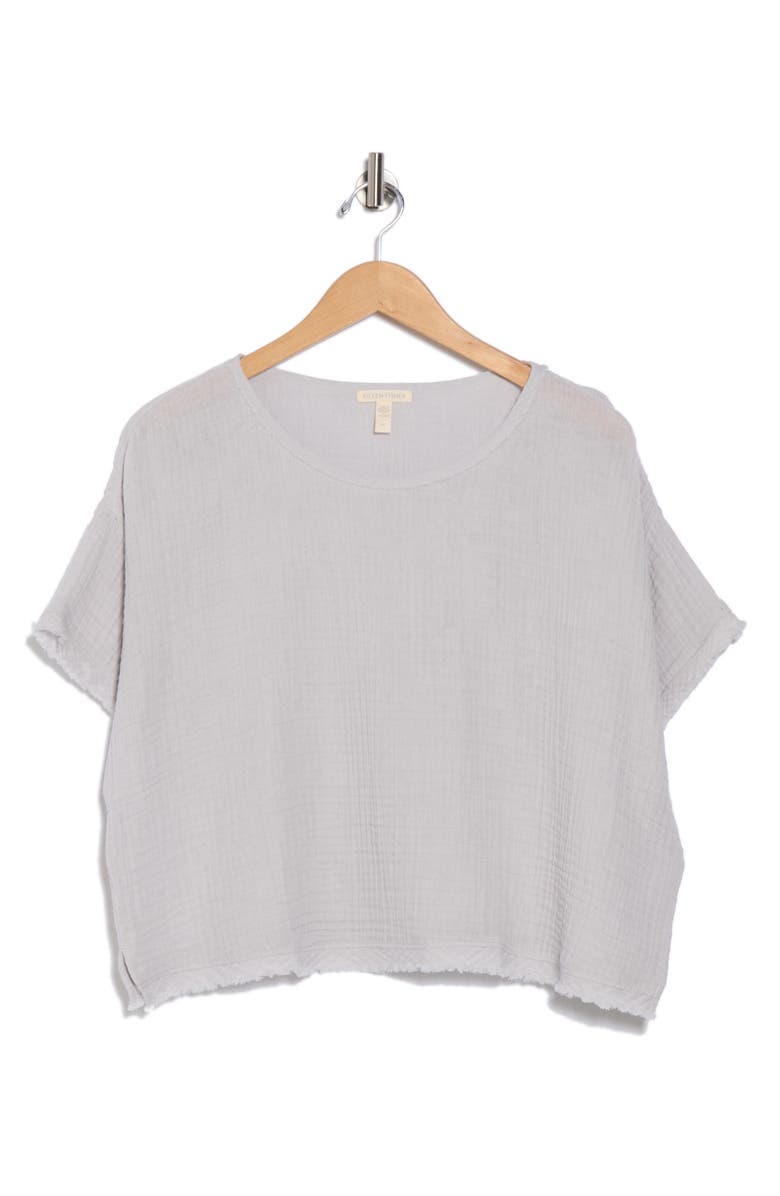 Eileen Fisher Short Sleeve Organic Cotton Gauze Boxy Top, Alternate, color,