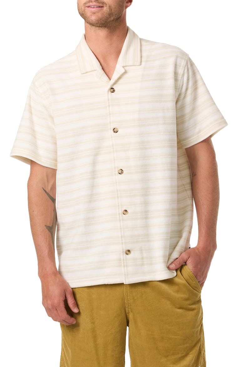 Country Club Stripe Knit Camp Shirt, Main, color, TOFU