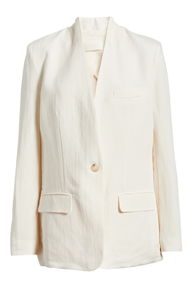 Linen Blend Blazer, Alternate, color, CHALK