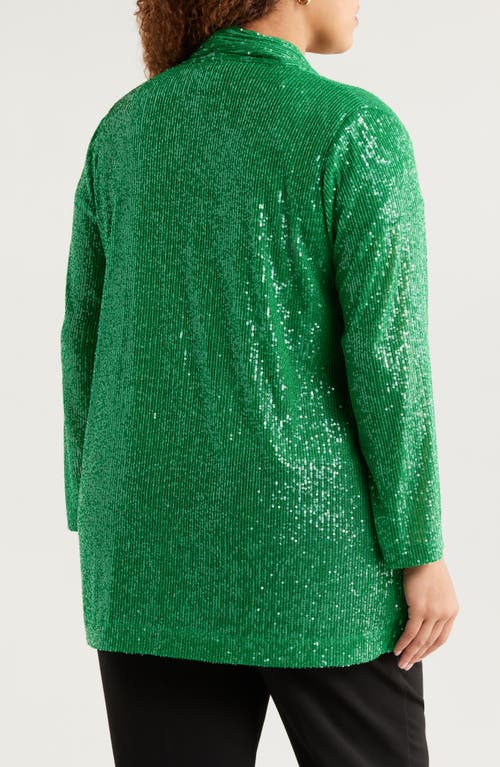 ANNE KLEIN ANNE KLEIN SEQUIN DRAPED OPEN FRONT CARDIGAN