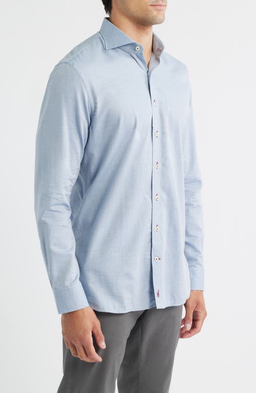 Johnnie-o Augustin Herringbone Cotton Button-up Shirt In Blue