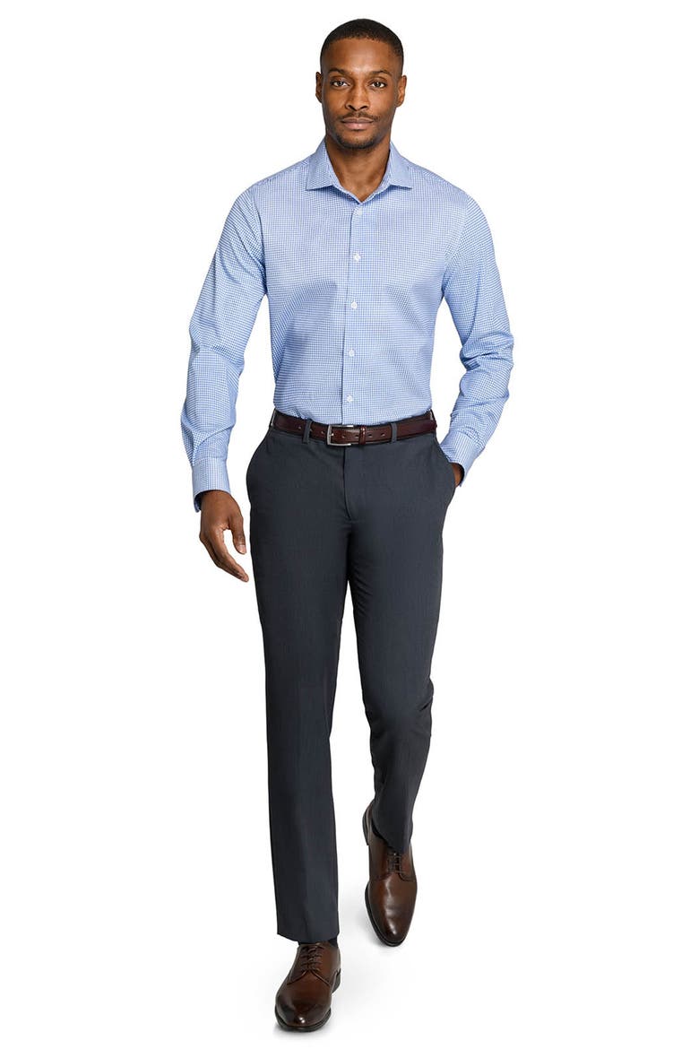 Check Reworked Cotton Dress Shirt, Alternate, color, WHITE/ BLUE