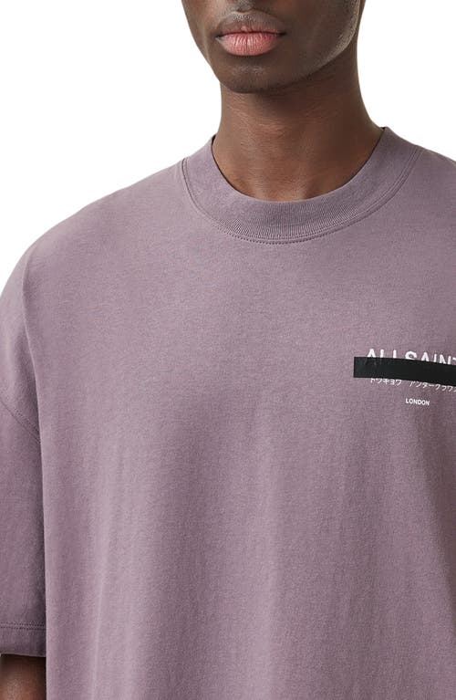 Allsaints Redact Oversized Embroidered Logo T-shirt In Puce Purple