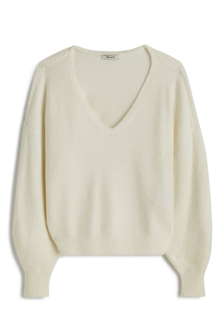 V-Neck Wedge Sweater, Alternate, color, WINTER WHITE
