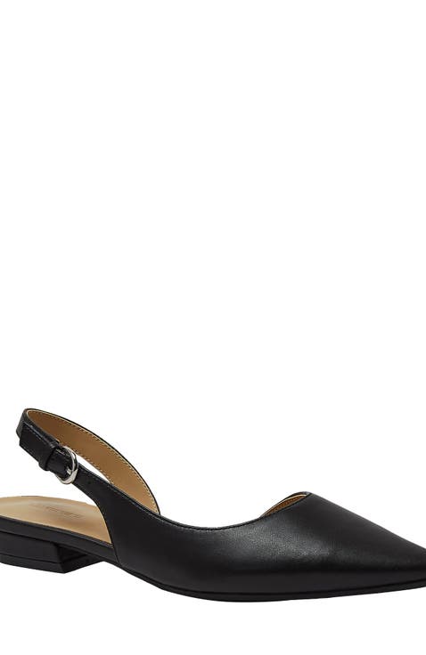 Leather Slingback Low Heels